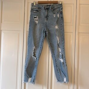 Distressed Blue Jeans